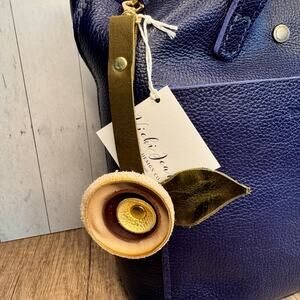 Genuine Leather Flower Bag Charm Brown Leather Tassel Neutral Bag Flair NEW!